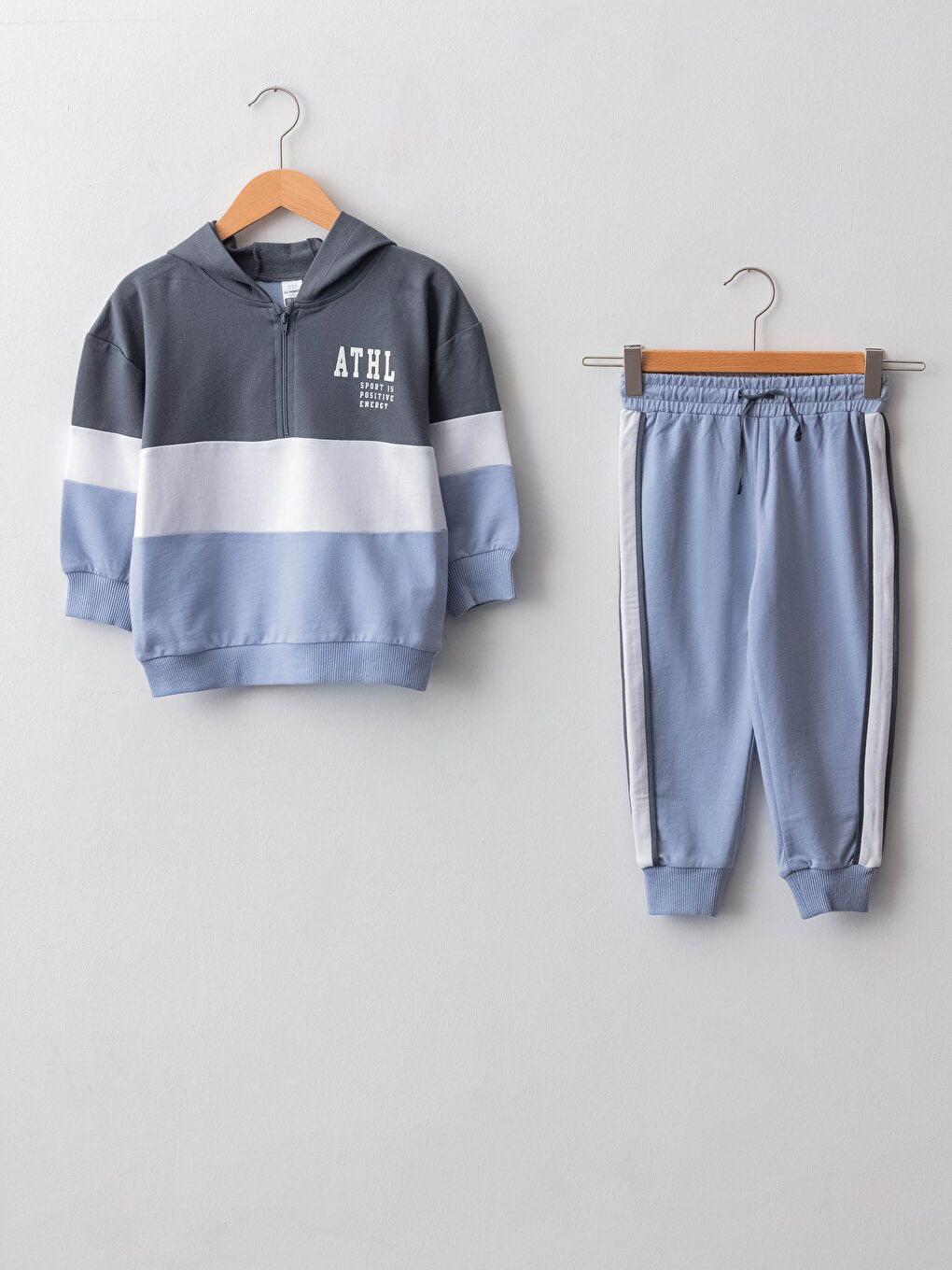 Lila Kapüşonlu Uzun Kollu Erkek Bebek Takım