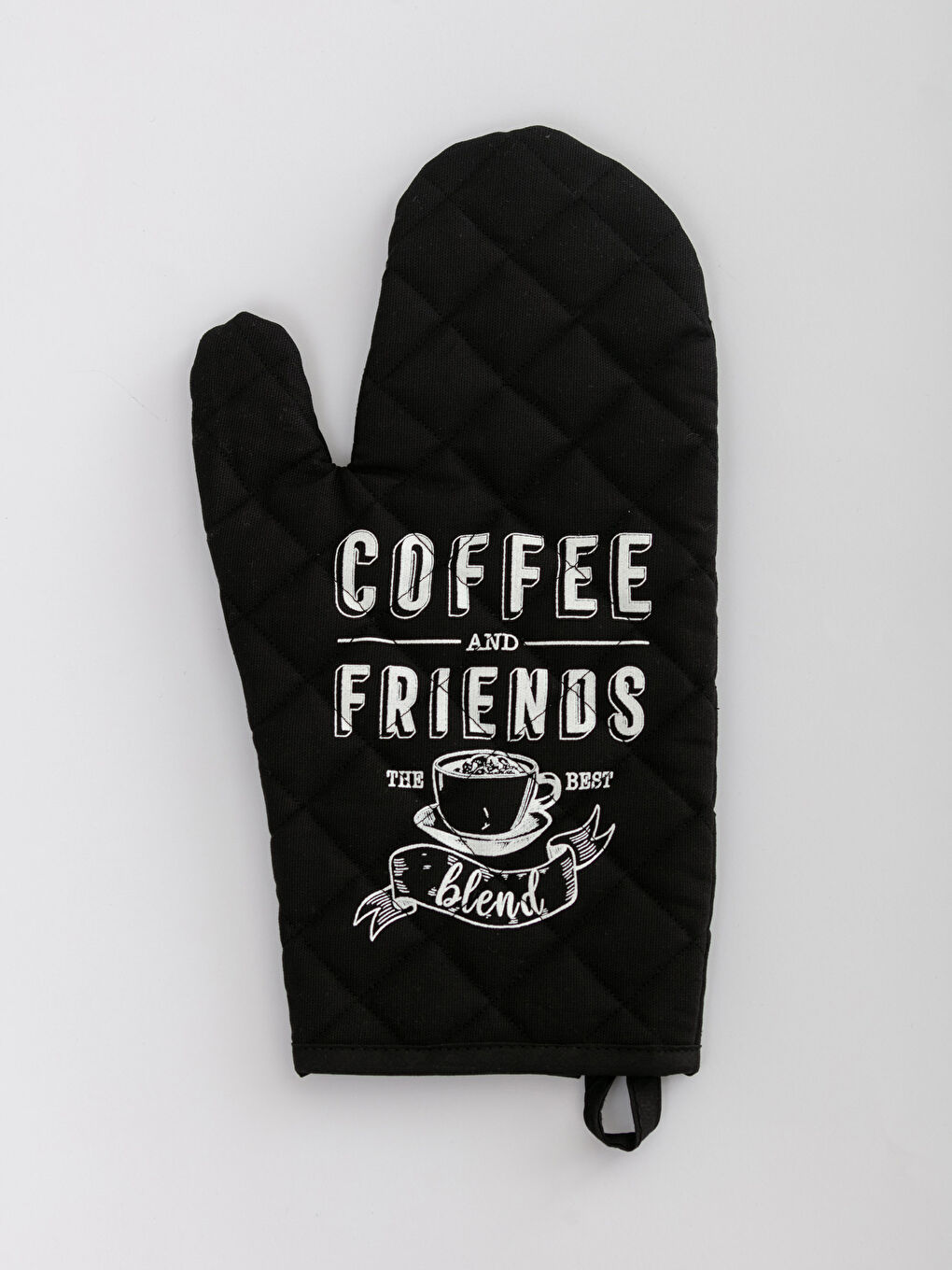 Slogan Printed Gabardine Oven Mitt 18x30 Cm-1