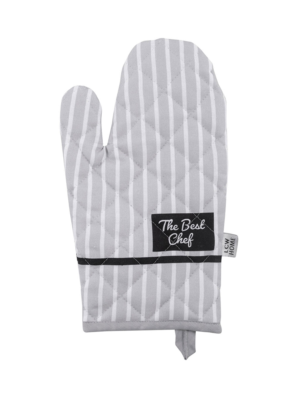 Gri Slogan Baskılı Gabardin Fırın Eldiveni 18x30 cm-5