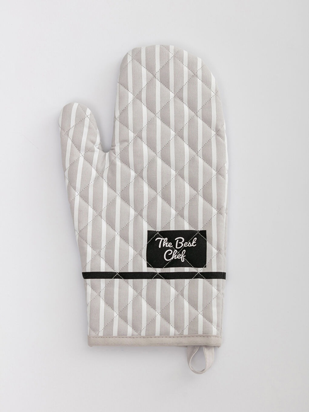 Gri Slogan Baskılı Gabardin Fırın Eldiveni 18x30 cm-3