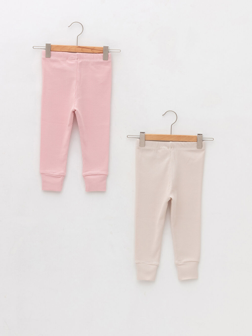 LCW baby Pembe Beli Lastikli Basic Pamuklu Kız Bebek Pijama Alt 2'li - 1