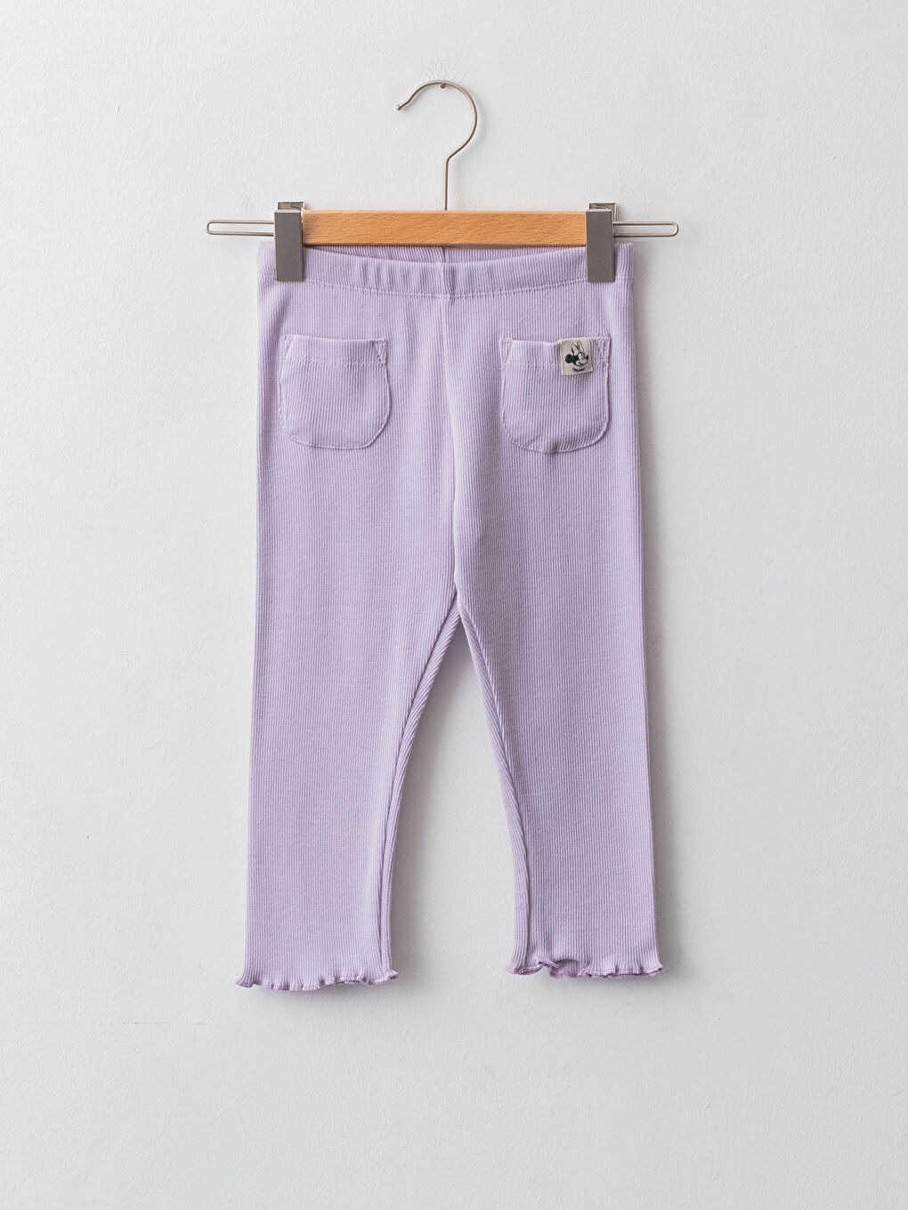 Lila Beli Lastikli Minnie Mouse Baskılı Pamuklu Kız Bebek Pantolon