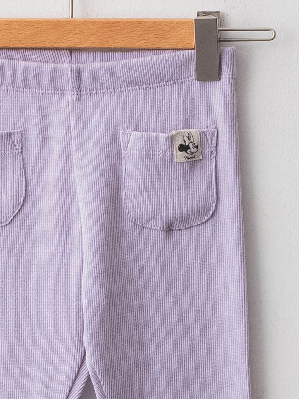 Lila Beli Lastikli Minnie Mouse Baskılı Pamuklu Kız Bebek Pantolon-2