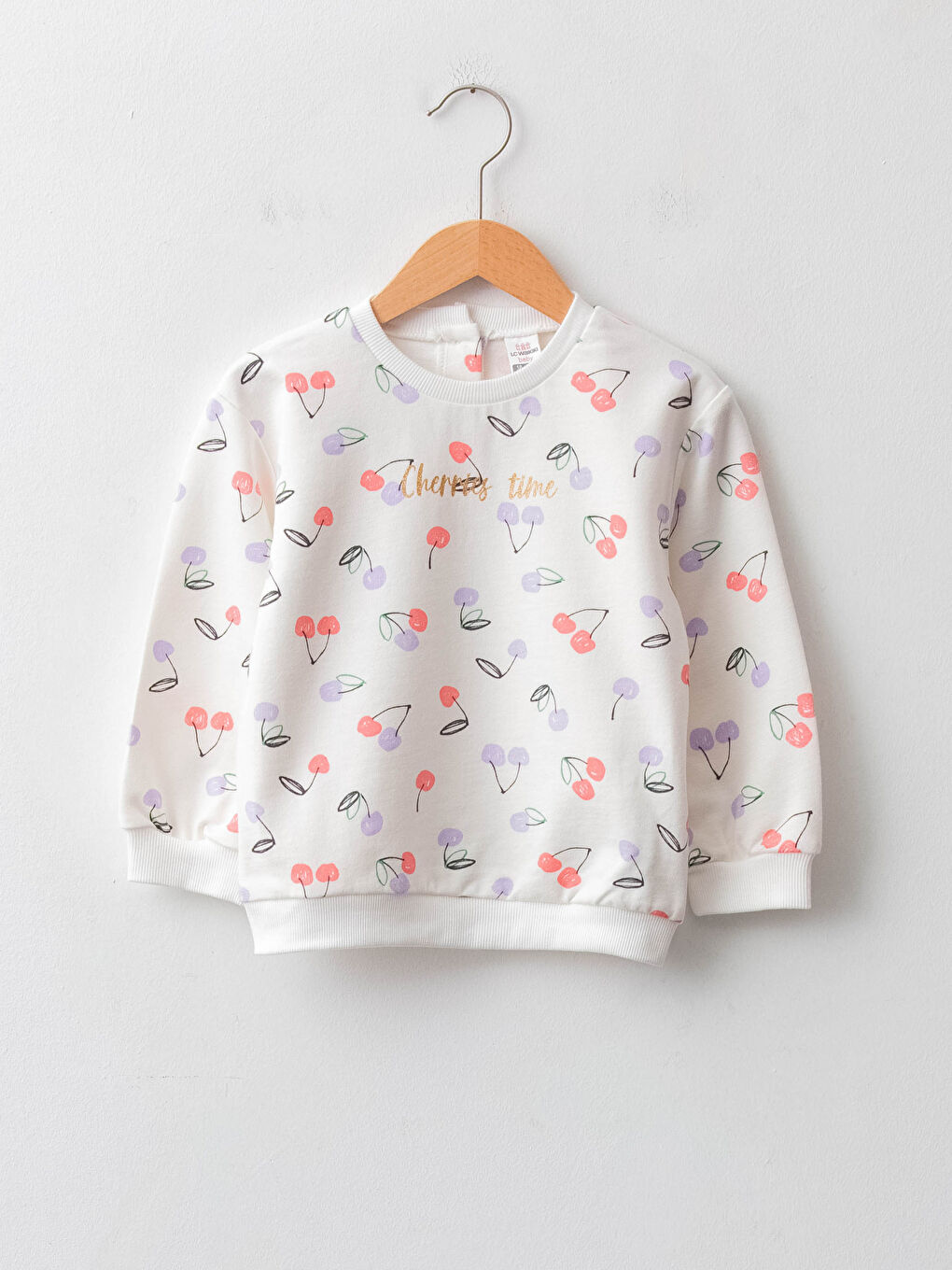 Sweat-shirt en coton imprimé à manches longues et col rond pour bébé fille