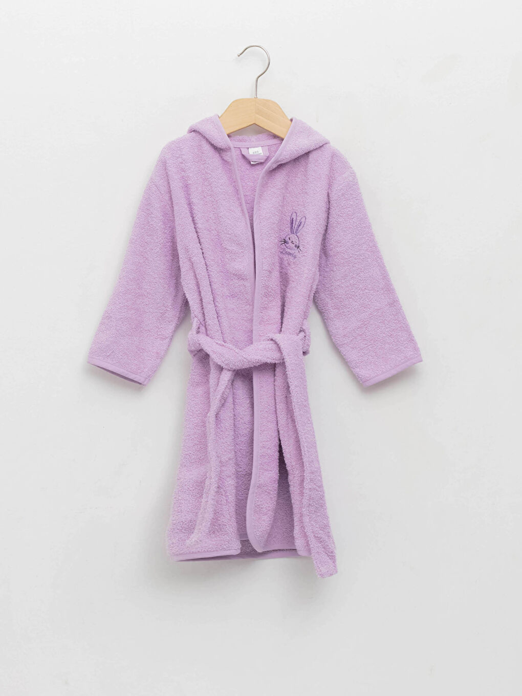 Peignoir Bébé Fille à Capuche Manches Longues Détail Brodé en Coton