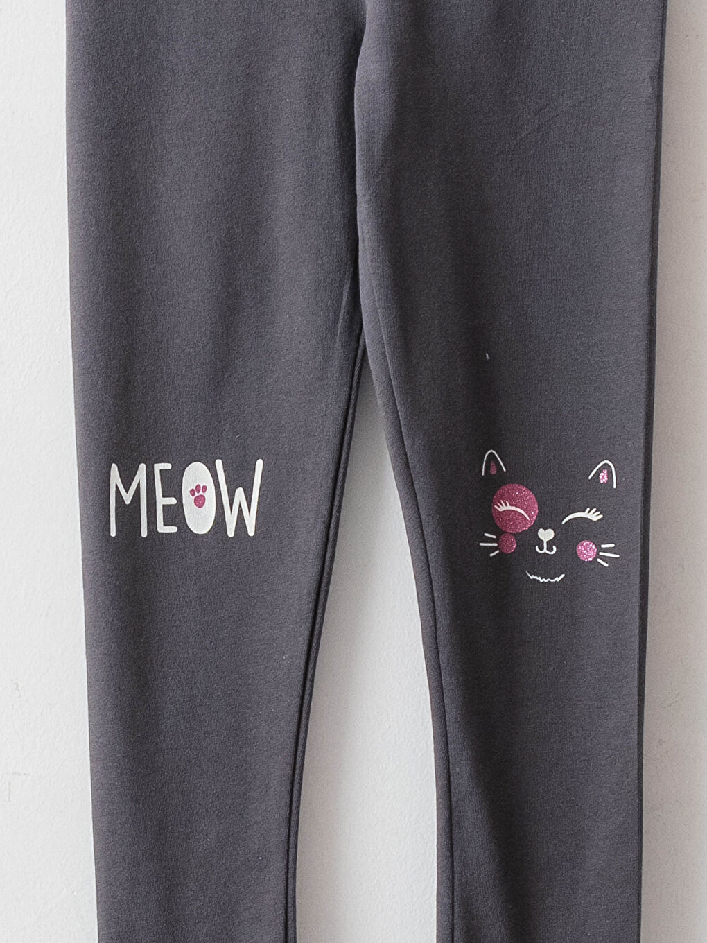 Gri Beli Lastikli Baskılı Kız Çocuk Uzun Tayt-2