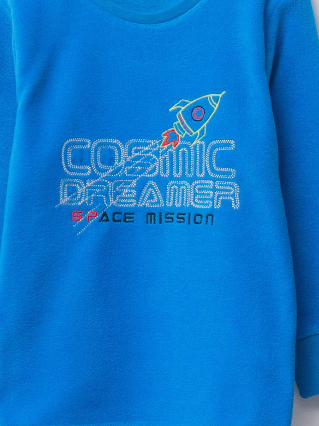 Mavi Bisiklet Yaka Baskılı Uzun Kollu Polar Erkek Çocuk Pijama Takımı-2