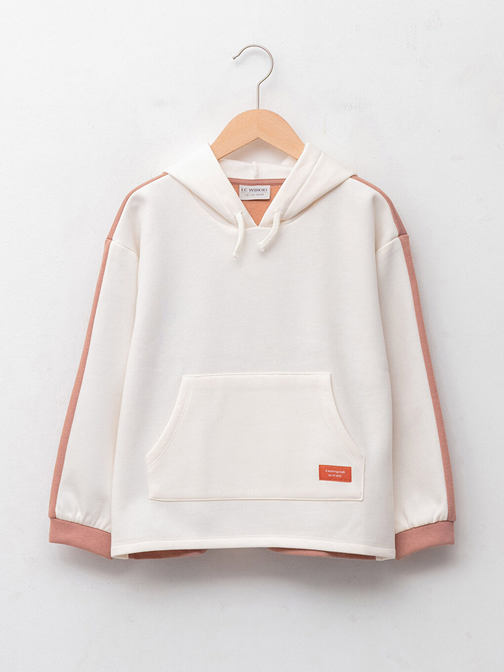 Hooded Long Sleeve Girl Sweatshirt with Color Block-3