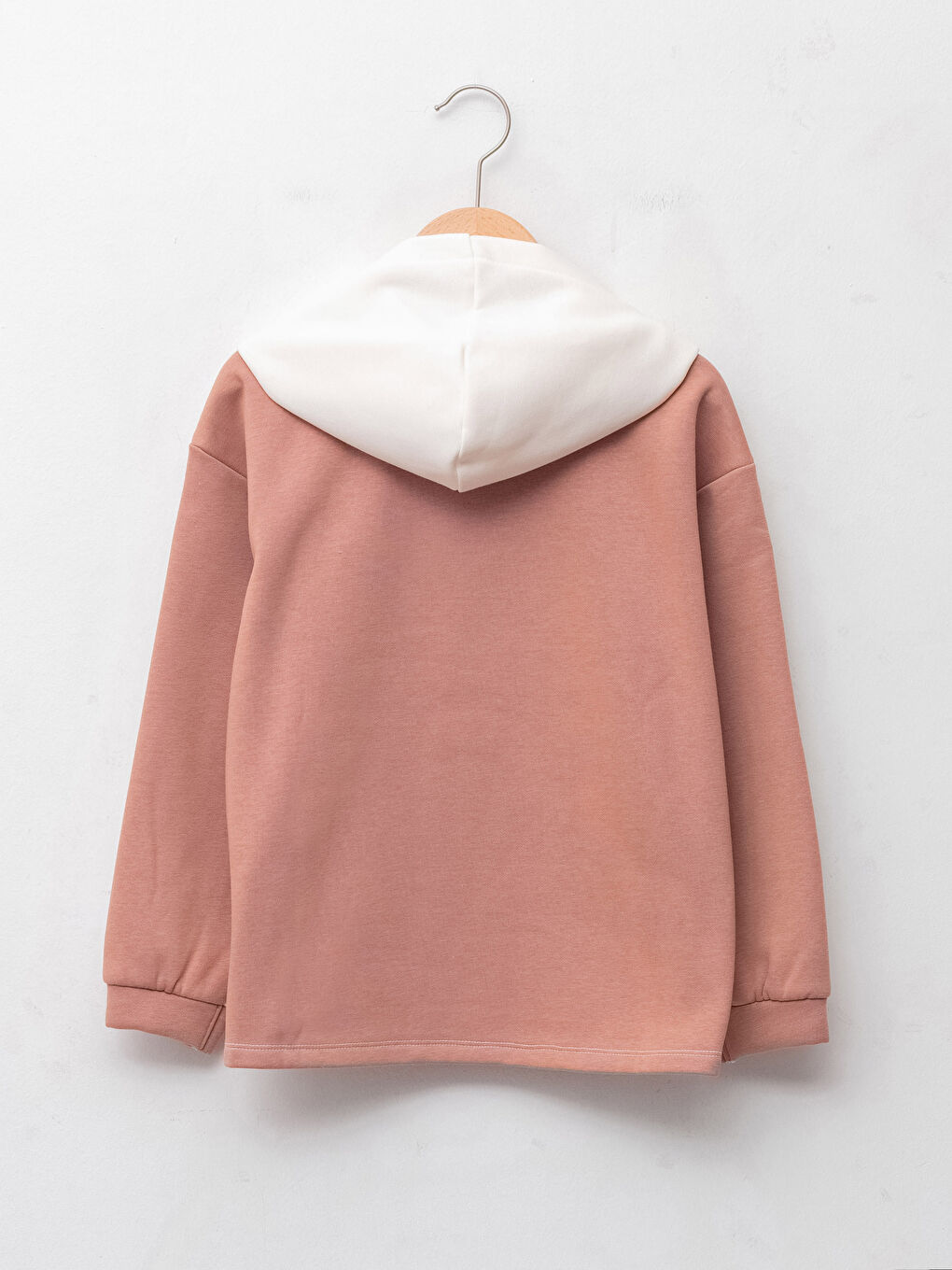 Hooded Long Sleeve Girl Sweatshirt with Color Block-4