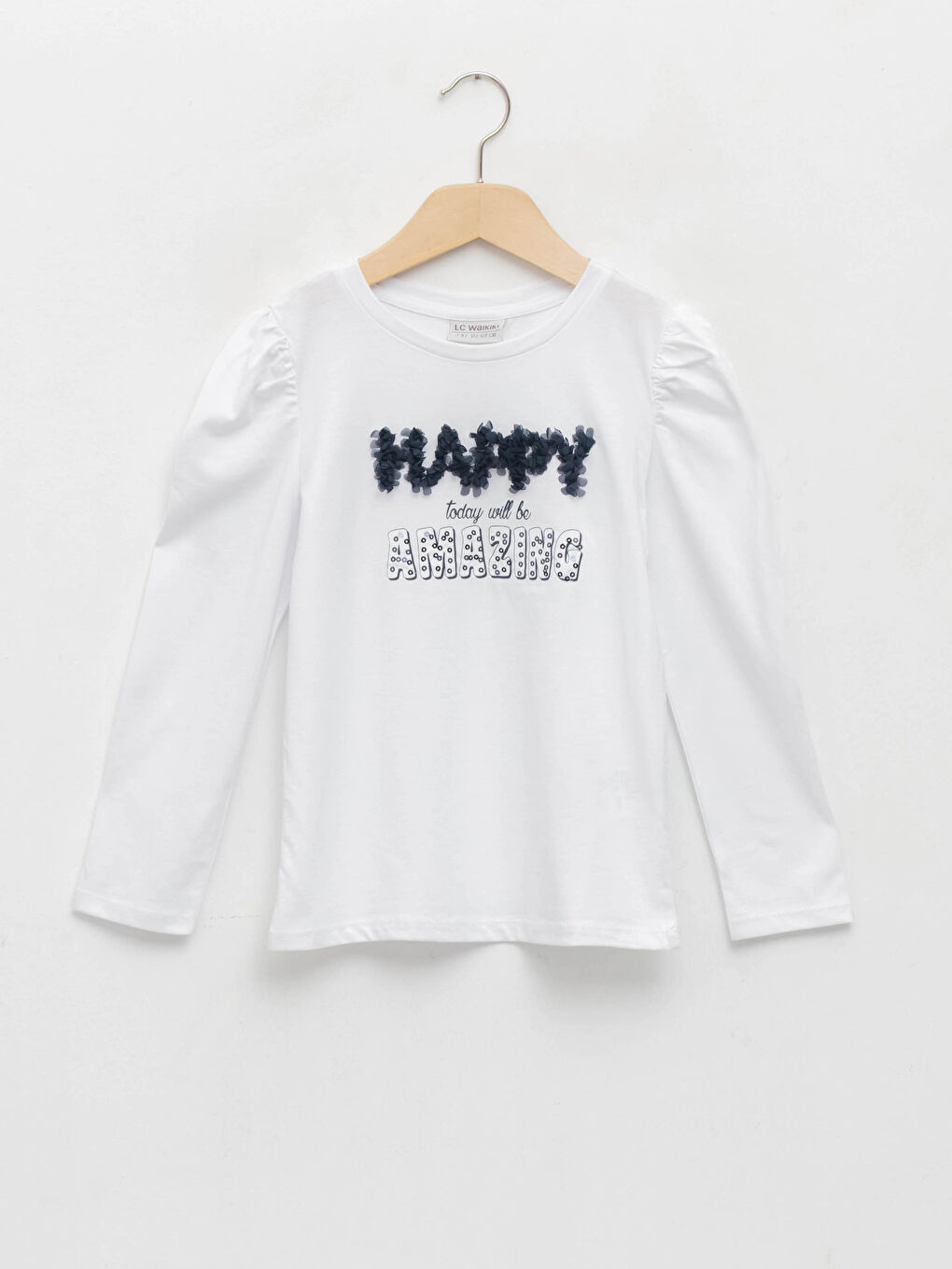LCW Kids Crew Neck Printed Long Sleeve Girls' T-Shirt