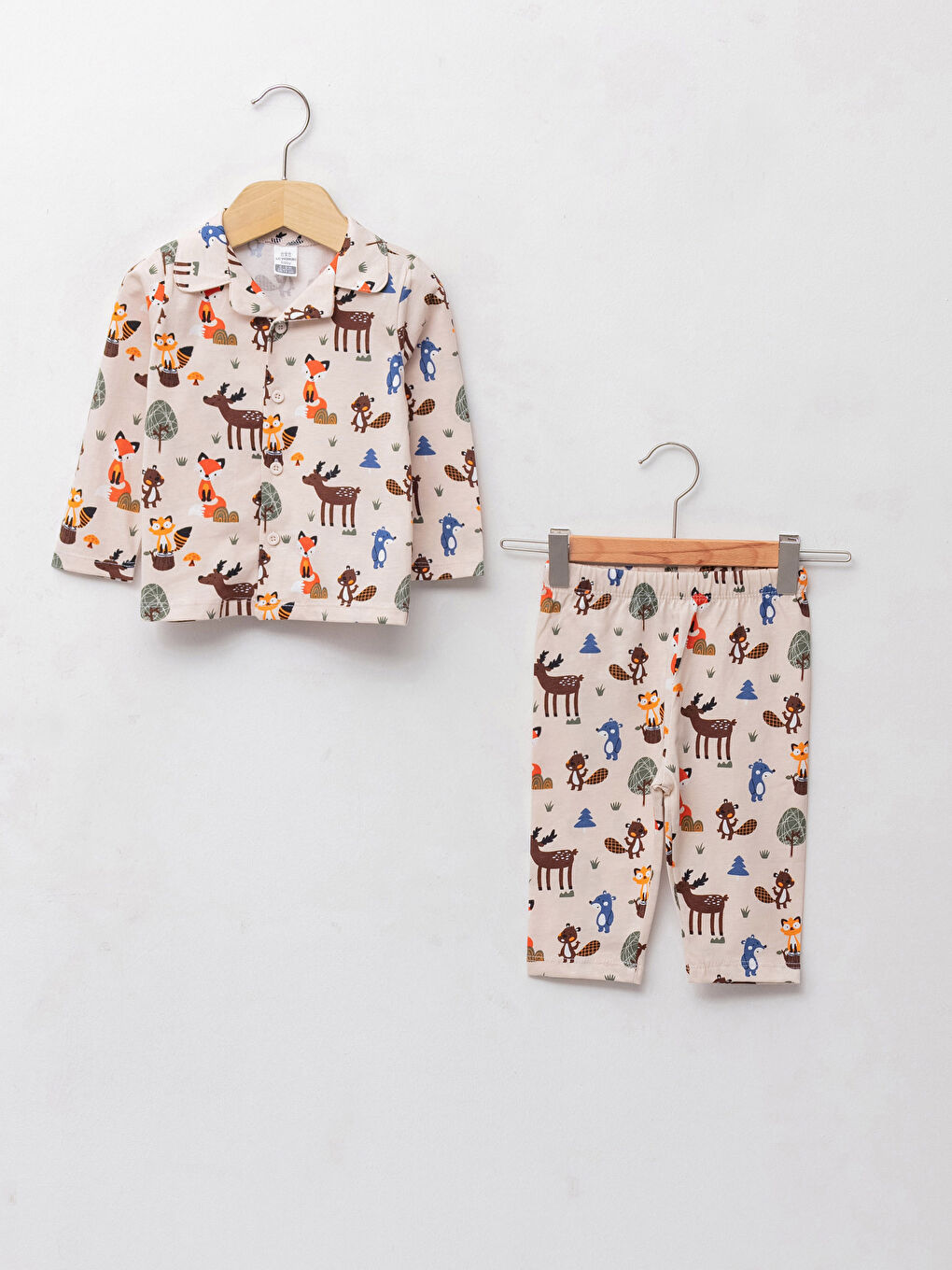 LCW baby Shirt Collar Long Sleeve Printed Cotton Baby Boy Pajamas Set -W1BT43Z1-LRB