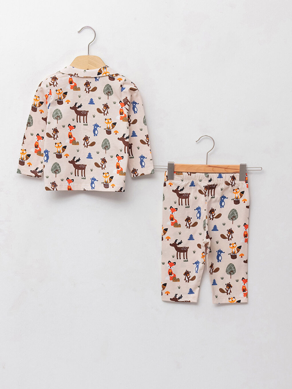 LCW baby Shirt Collar Long Sleeve Printed Cotton Baby Boy Pajamas Set -W1BT43Z1-LRB