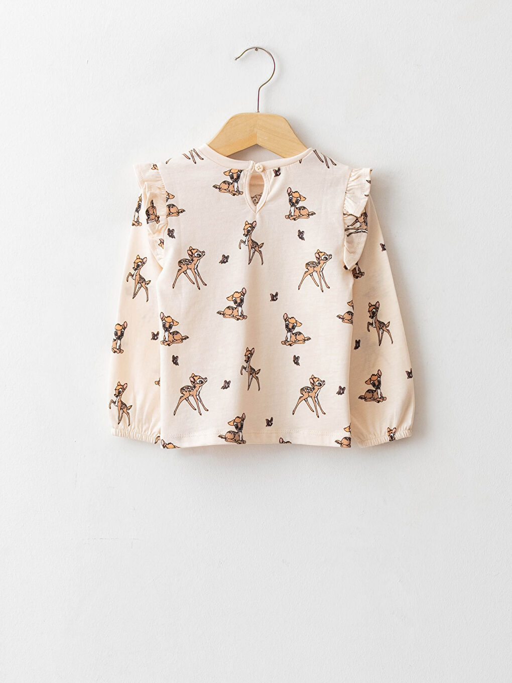 T-shirt Bébé Fille Imprimé Bambi en Coton à Manches Longues Col Rond-1