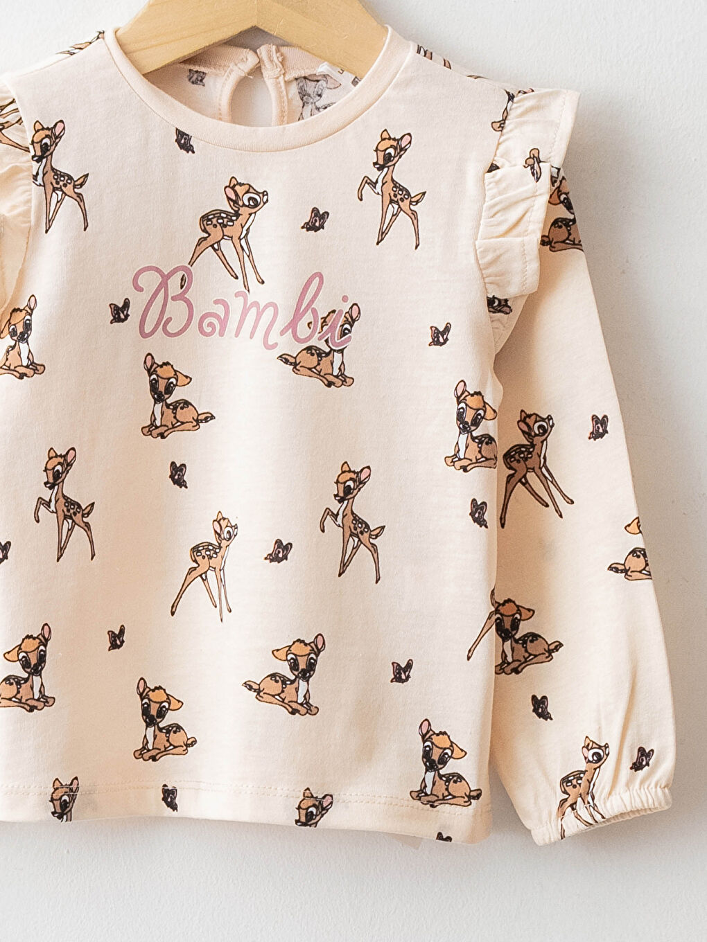 T-shirt Bébé Fille Imprimé Bambi en Coton à Manches Longues Col Rond-2