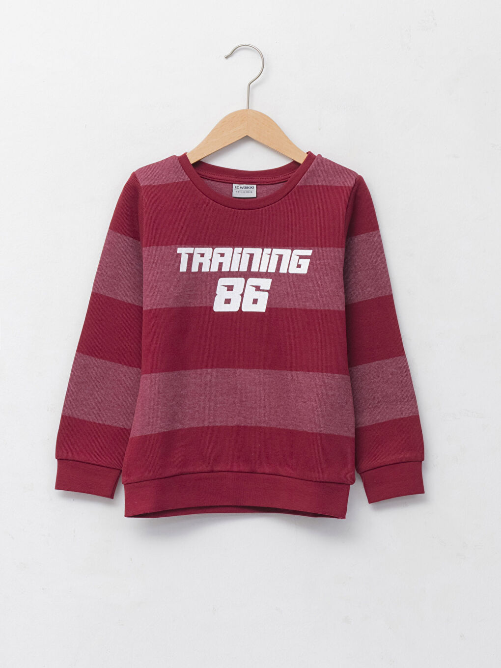 LCW Kids Bordo Bisiklet Yaka Baskılı Uzun Kollu Erkek Çocuk Sweatshirt