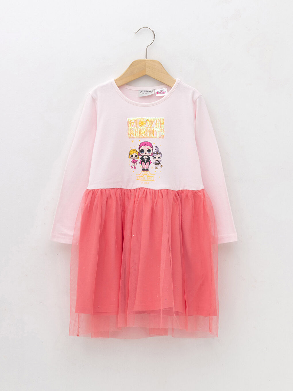 LCW Kids Crew Neck LOL Surprise OMG Licensed Long Sleeve Girl Dress -W1BU10Z4-R9J