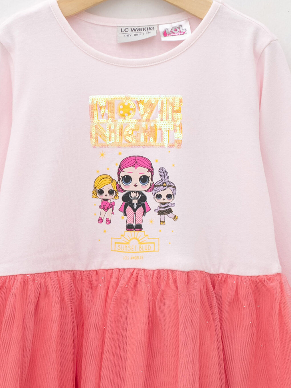 LCW Kids Crew Neck LOL Surprise OMG Licensed Long Sleeve Girl Dress -W1BU10Z4-R9J