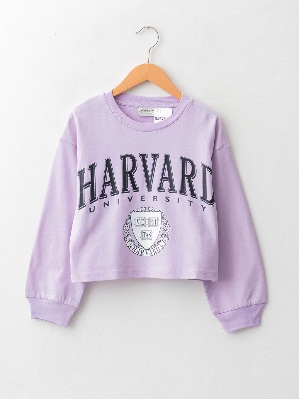 LCW Kids Crew Neck Long Sleeve Harvard University Printed Girl's Sweatshirt -W1BU20Z4-G0W