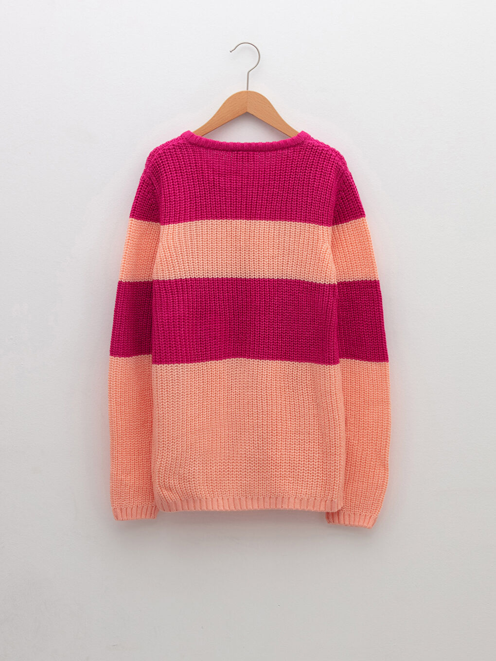 LCW Kids Bisiklet Yaka Renk Bloklu Uzun Kollu Kız Çocuk Triko Kazak -W1BU62Z4-LHG
