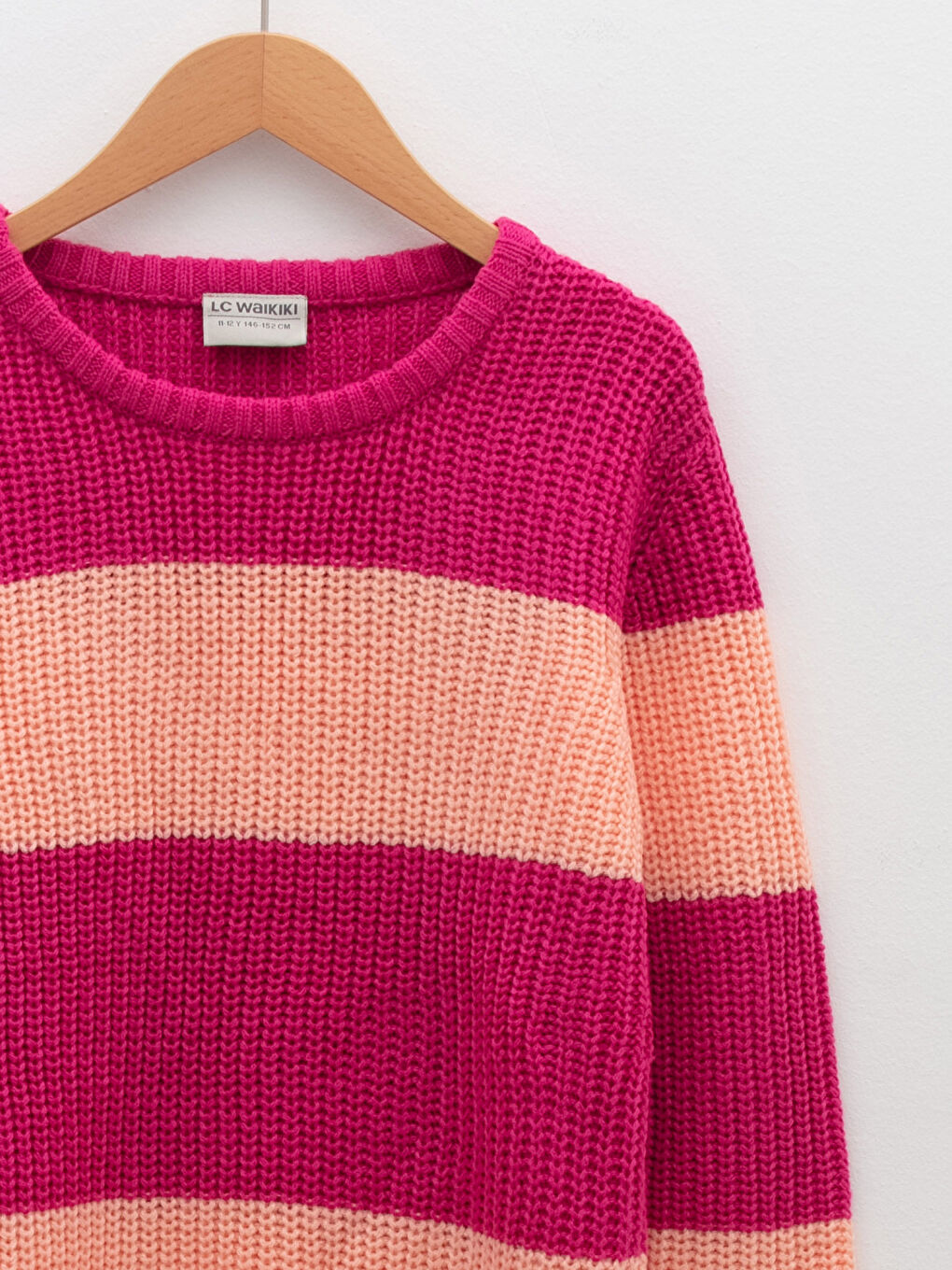 LCW Kids Bisiklet Yaka Renk Bloklu Uzun Kollu Kız Çocuk Triko Kazak -W1BU62Z4-LHG
