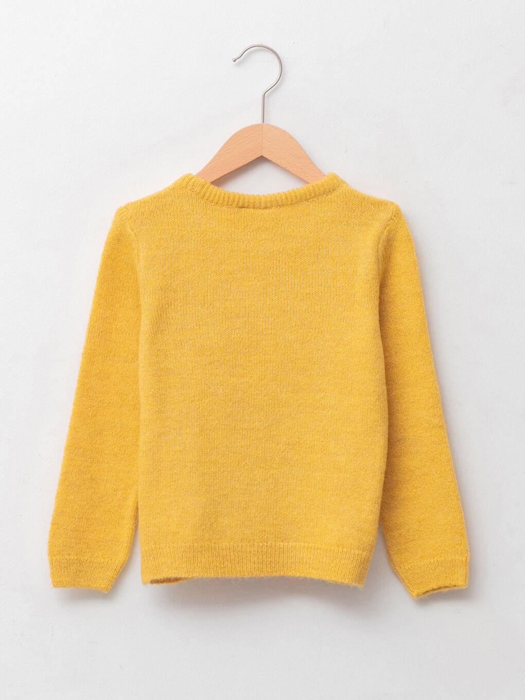 Свитер с круглым вырезом, узором и длинным рукавом для девочек из трикотажа-1