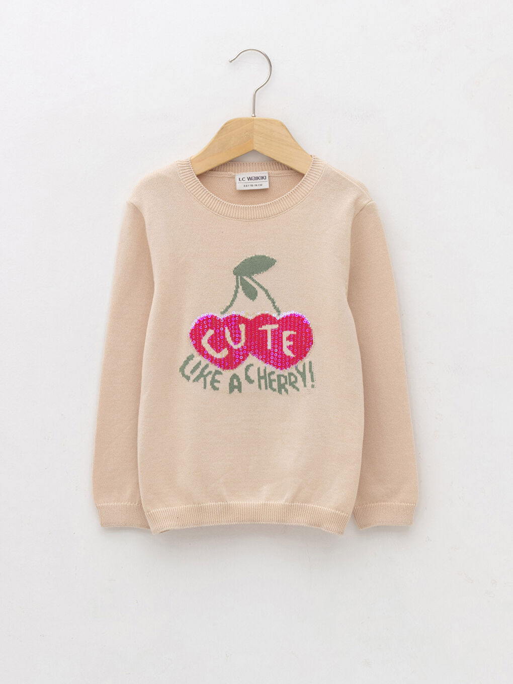 LCW Kids Rundhalsausschnitt Gemustert Pailletten Langarm Mädchen Strickpullover -W1BU79Z4-FDH