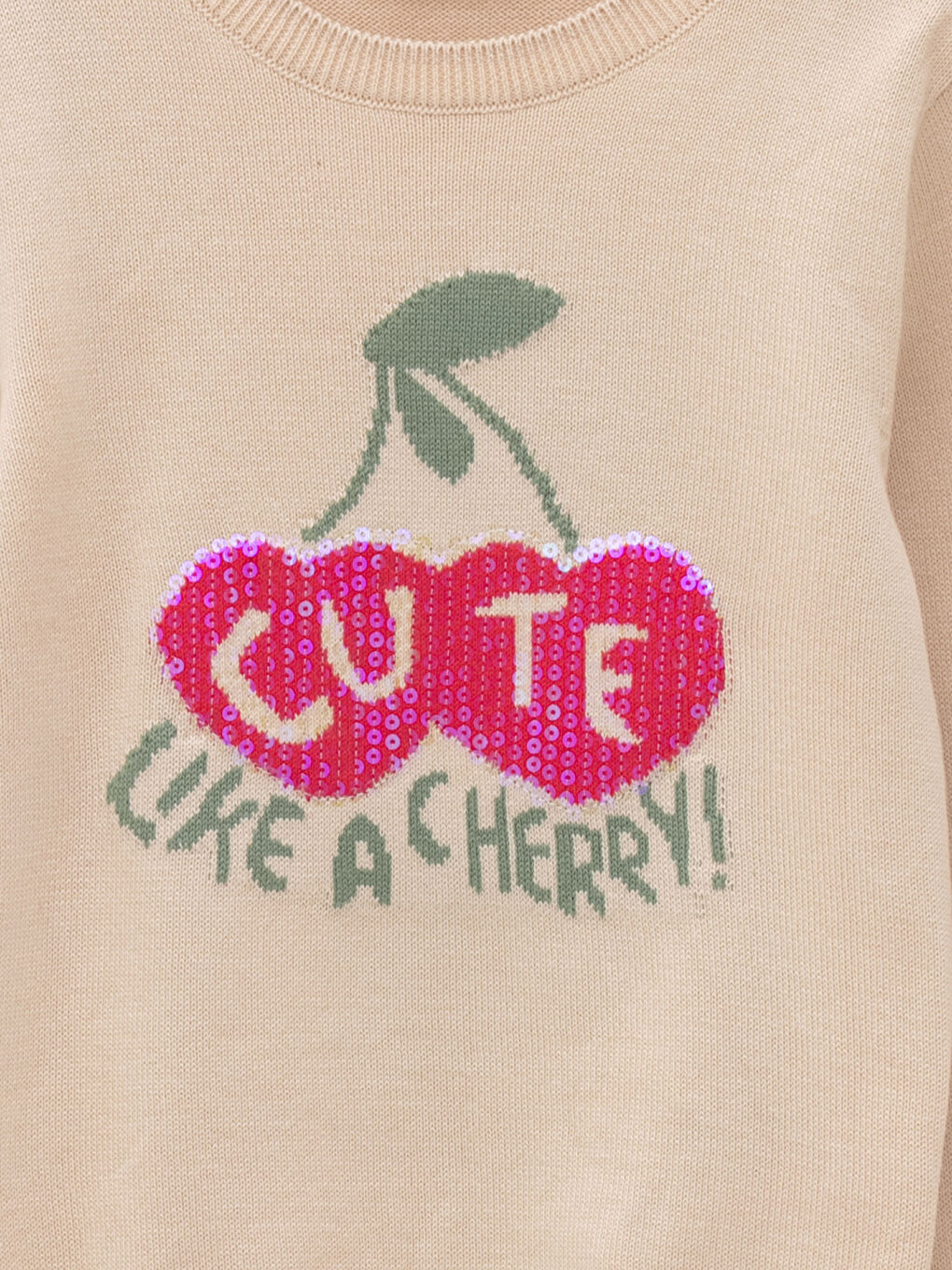 LCW Kids Rundhalsausschnitt Gemustert Pailletten Langarm Mädchen Strickpullover -W1BU79Z4-FDH