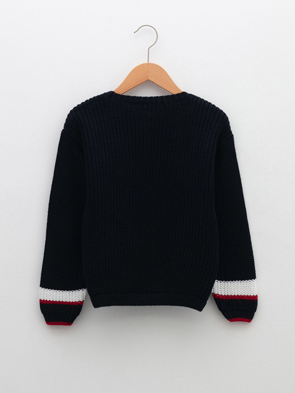 Crew Neck Embroidery Detailed Long Sleeve Girl Tricot Sweater-1