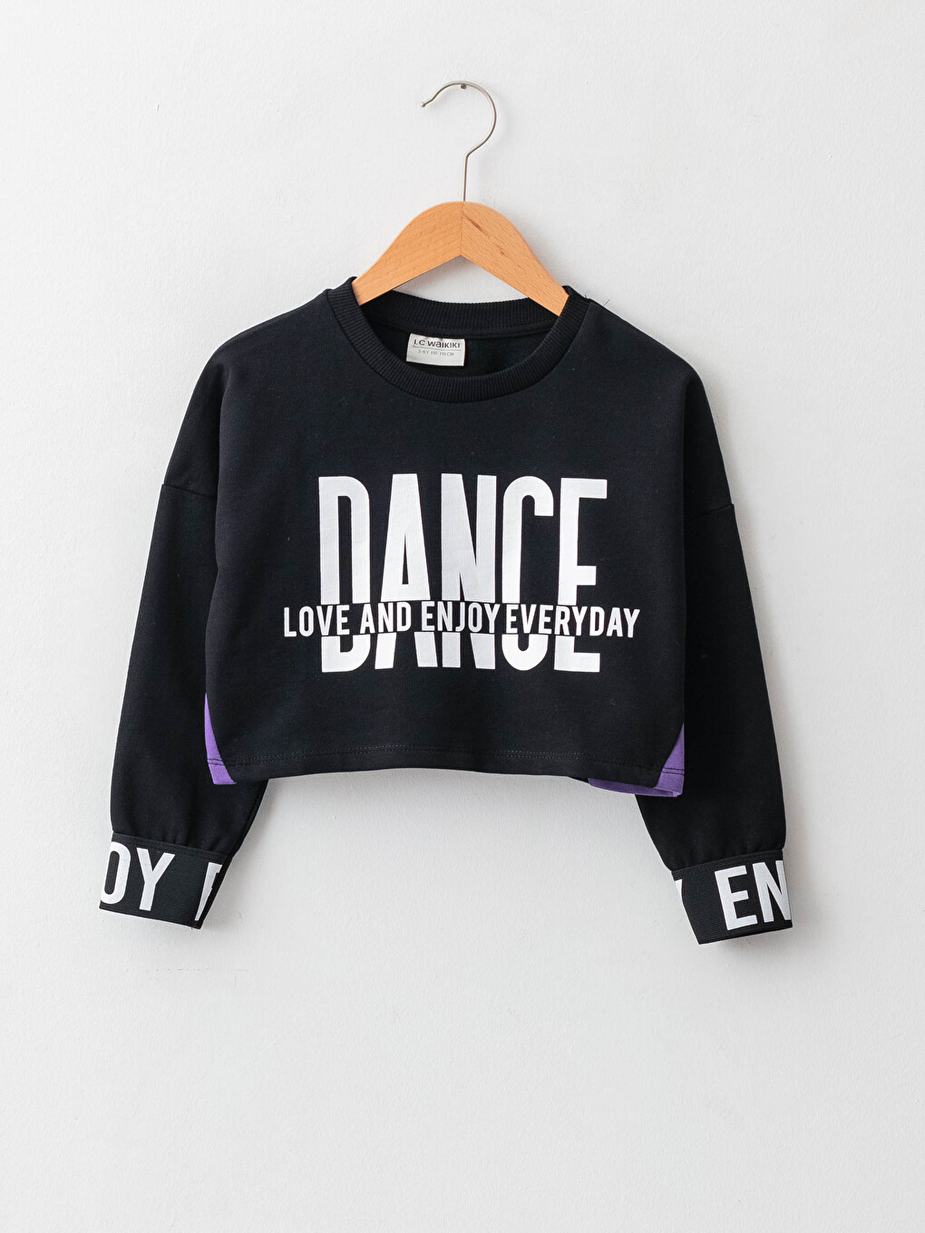 Crew Neck Printed Long Sleeve Girls' Sweatshirt