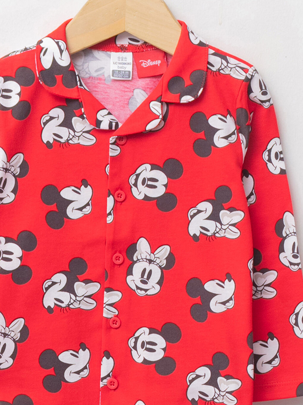 Polo Yaka Uzun Kollu Minnie Mouse Baskılı Kız Bebek Pijama Takımı-2