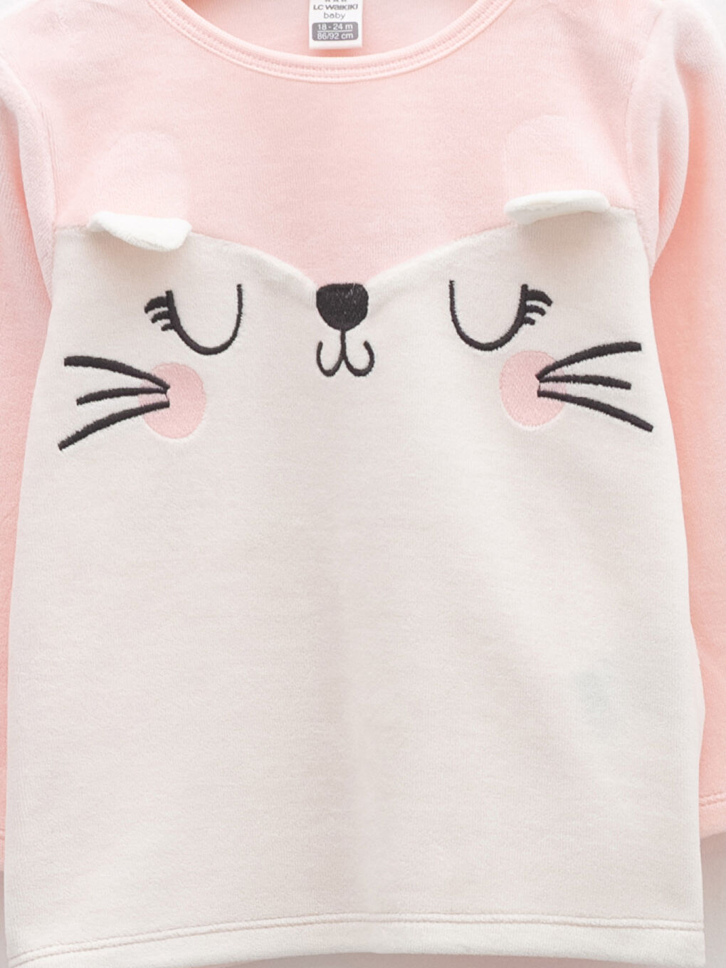 Crew Neck Long Sleeve Printed Velvet Baby Girl Pajama Set-2