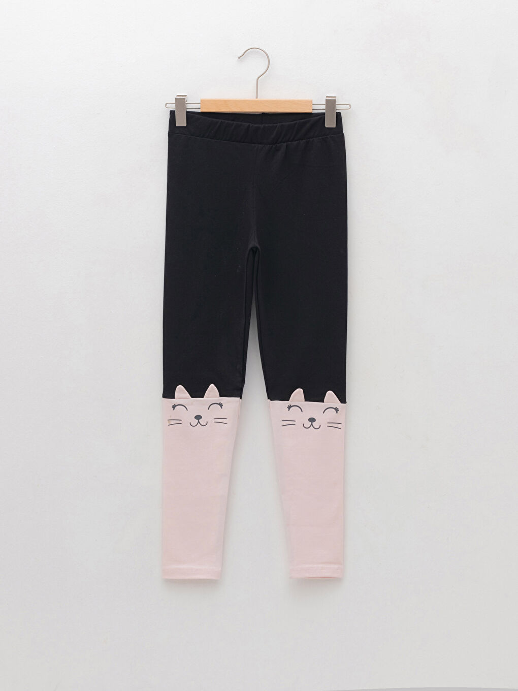 بنطلون ليجن طويل مطبوع بخصر مطاطي قطن للبنات