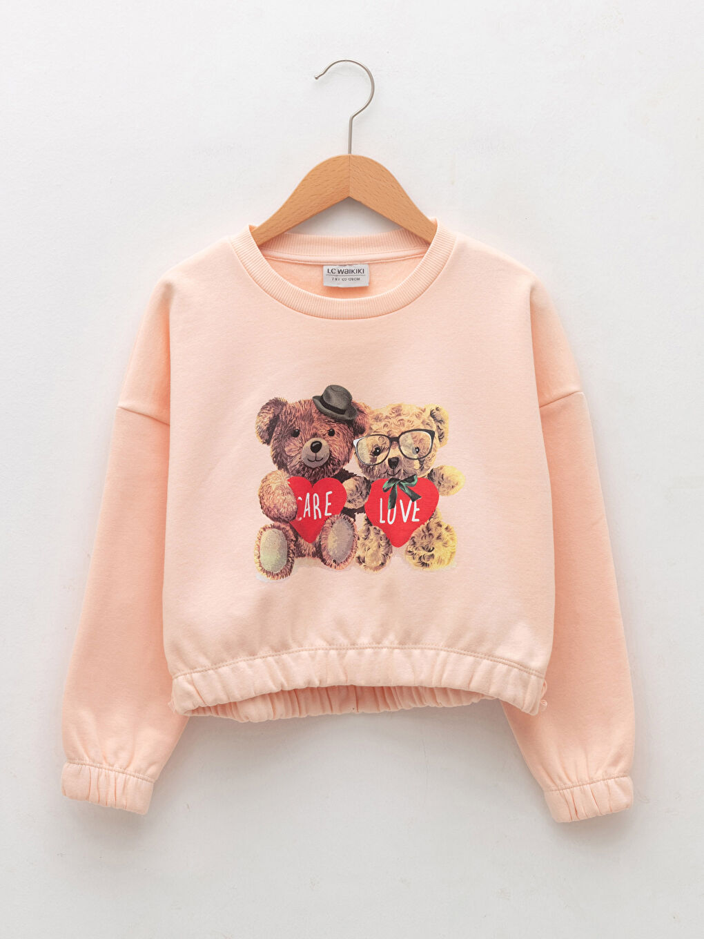 LCW Kids Crew Neck Teddy Bear Printed Girls' Sweatshirt -W1CD51Z4-FSP