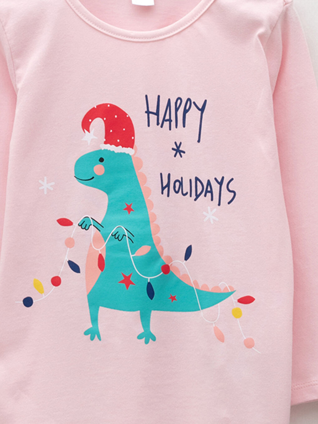 Pembe Bisiklet Yaka Baskılı Uzun Kollu Kız Çocuk Pijama Takımı-2