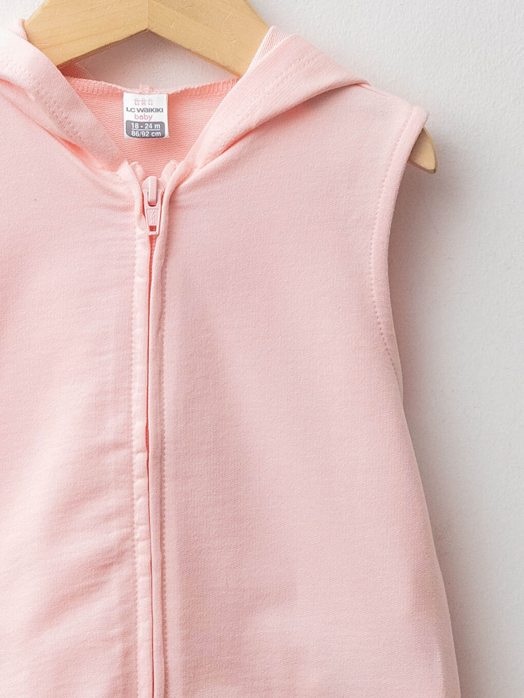 Hooded Basic Baby Girl Zippered Vest-2