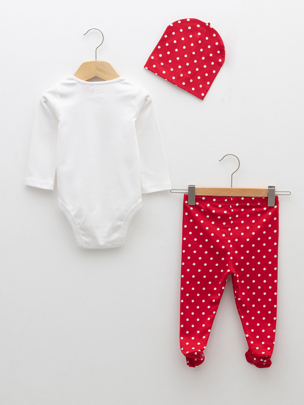 Круглый вырез с длинным рукавом новогодний комплект для малышки девочки из 3-х штук-1