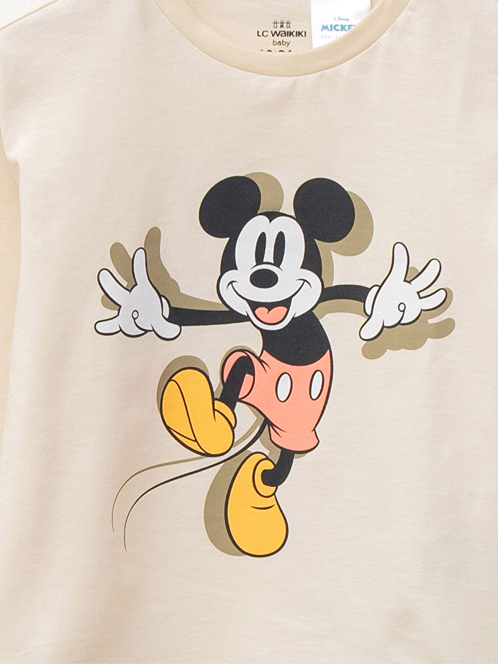 تيشيرت ياقة دائرية كم طويل مطبوع ميكي ماوس للأولاد الرضع-2