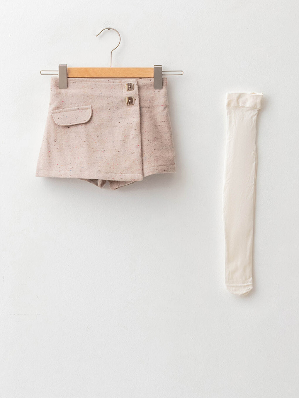 Elastic Waist Baby Girl Shorts Skirt and Pantyhose 2-Pack Set