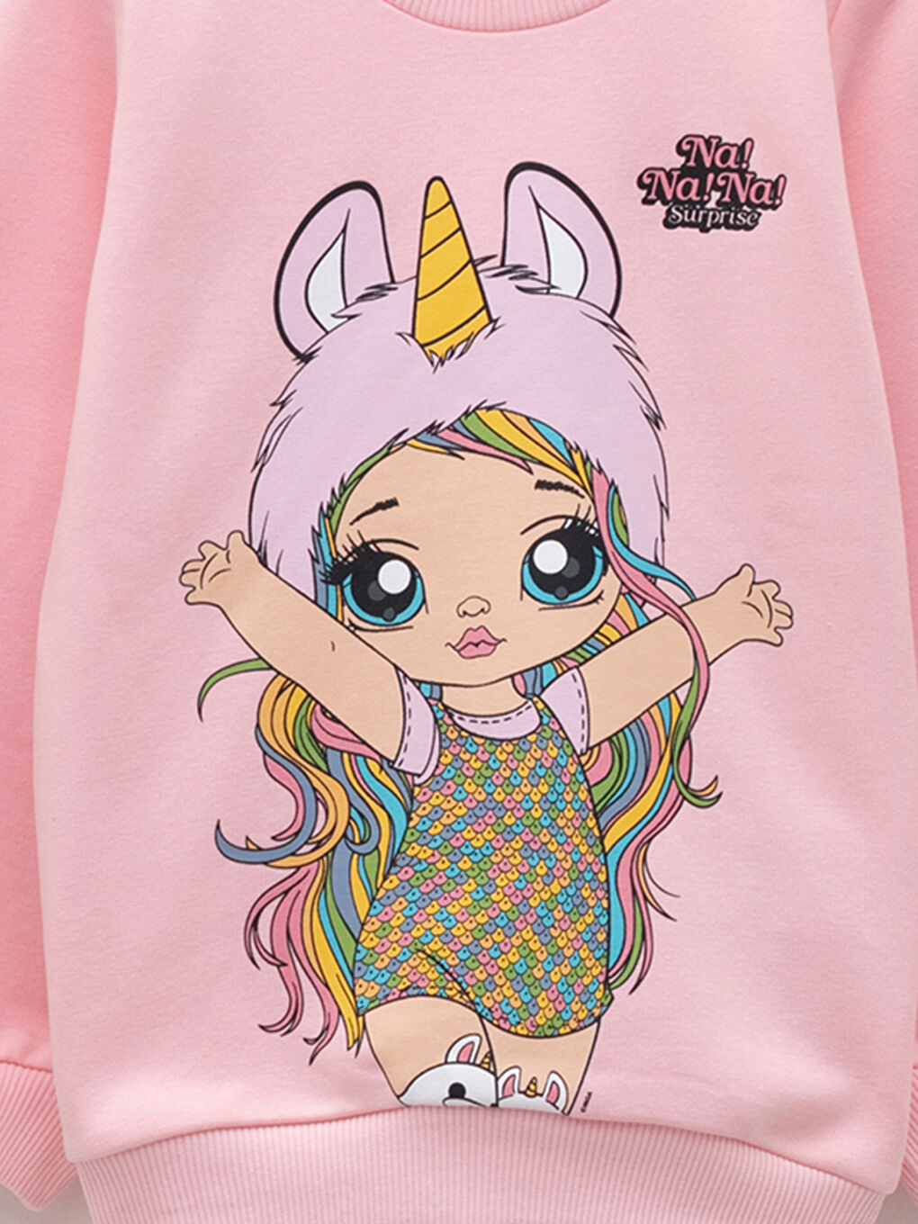 Crew Neck Na Na Na Surprise Printed Long Sleeve Girls' Sweatshirt-2