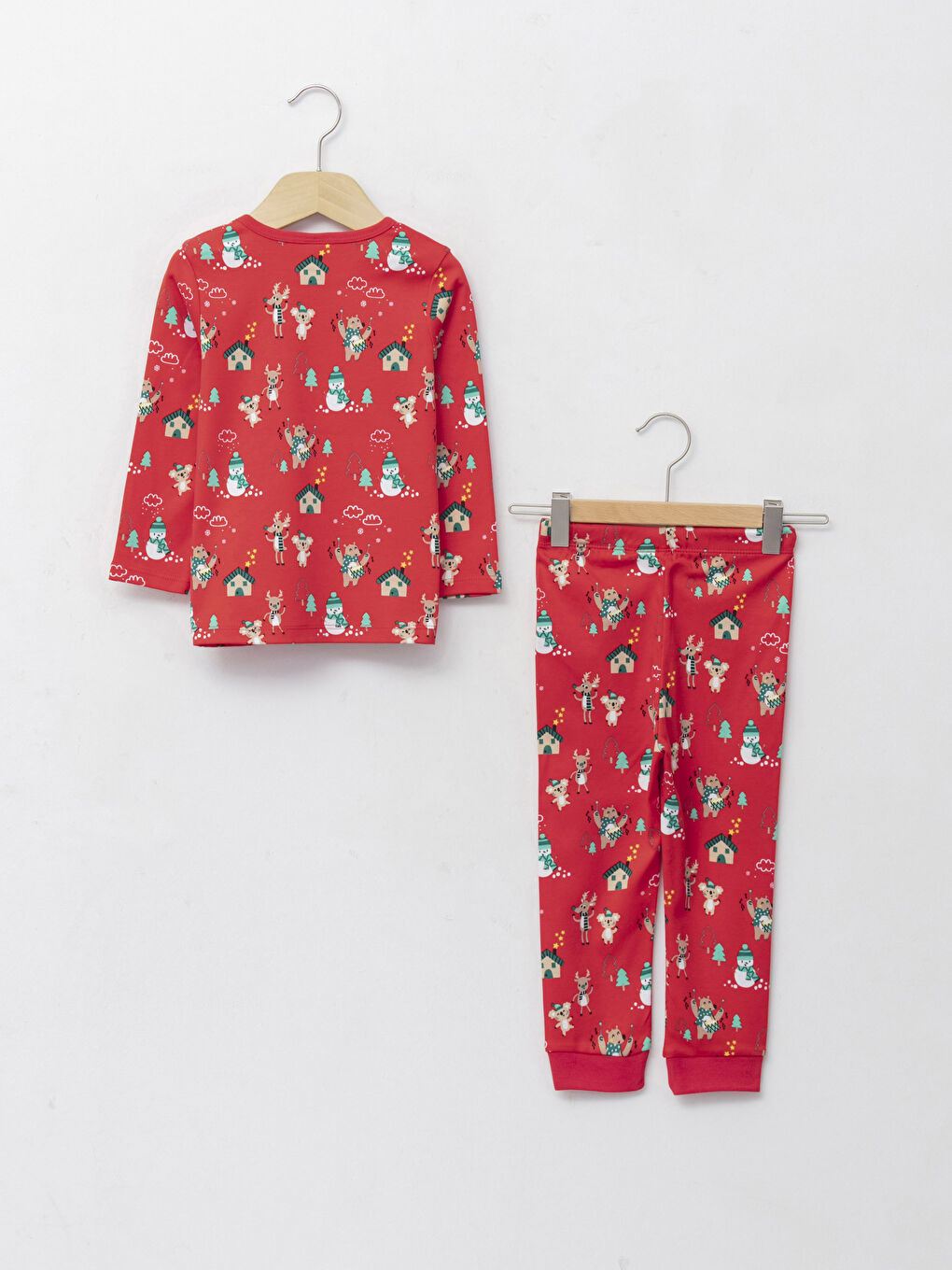 Crew Neck Long Sleeve Christmas Themed Cotton Baby Boy Pajamas Set-1