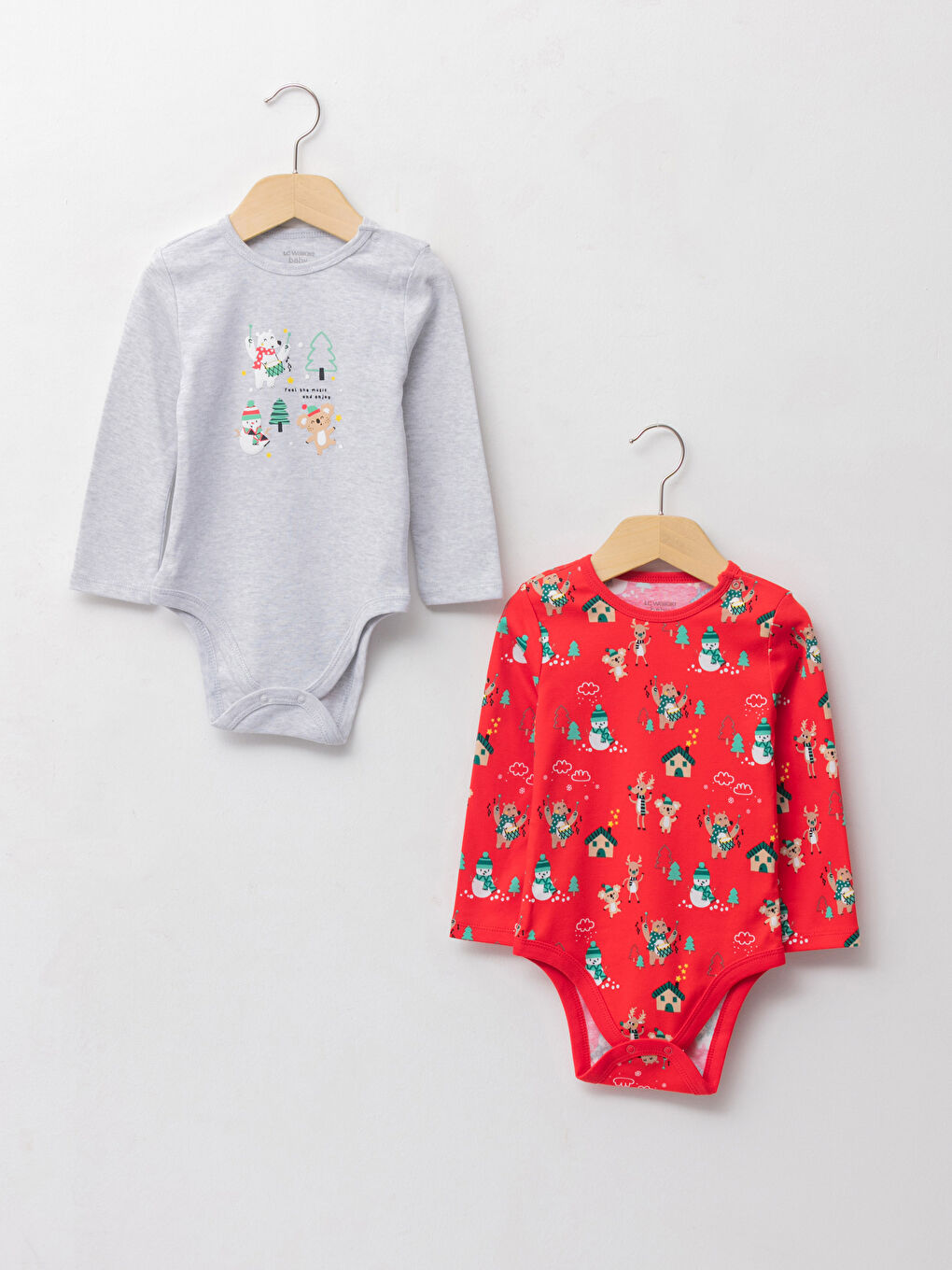 LCW baby Crew Neck Long Sleeve New Year Themed Baby Boy Body with Snap Crotch 2-Pack -W1CI37Z1-CX8