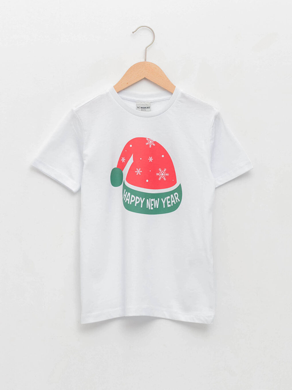 Crew Neck Christmas Themed Short Sleeve Boy T-Shirt Father and Son Combination