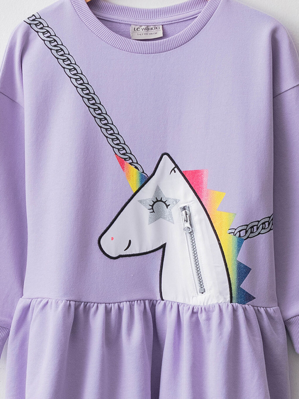 فستان للبنات برقبة دائرية وكم طويل ومطبوع-2