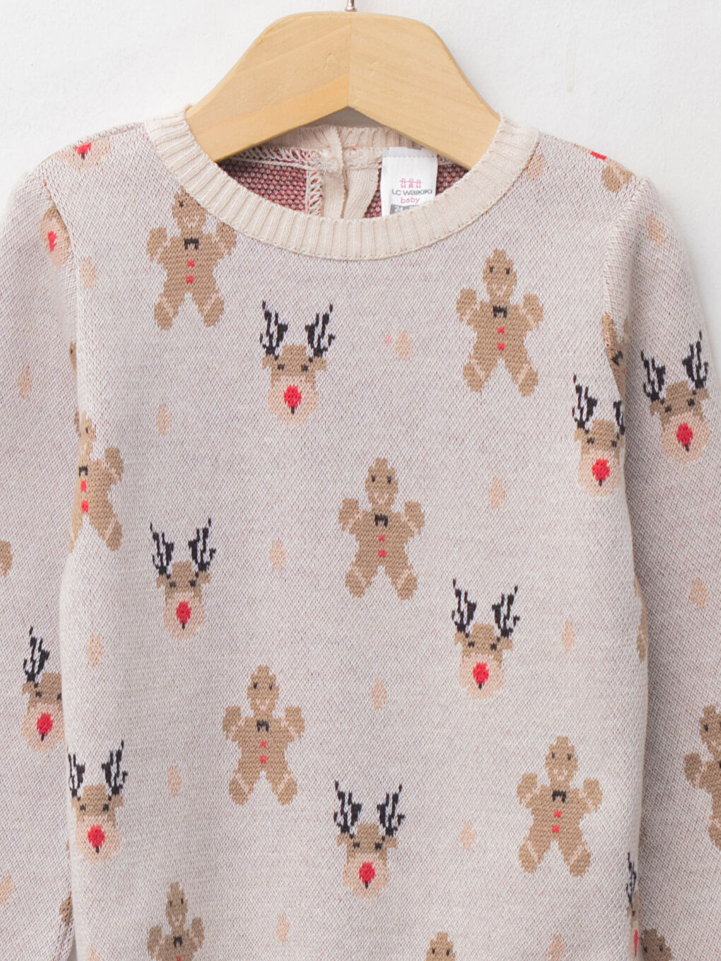 LCW baby Crew Neck Long Sleeve New Year Themed Baby Girl Tricot Sweater -W1CK18Z1-D2Y