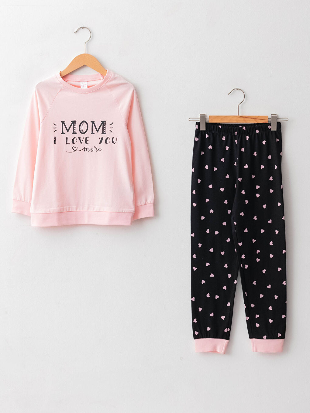 Пижамный комплект с круглым вырезом, с принтом, с длинным рукавом, для девочек