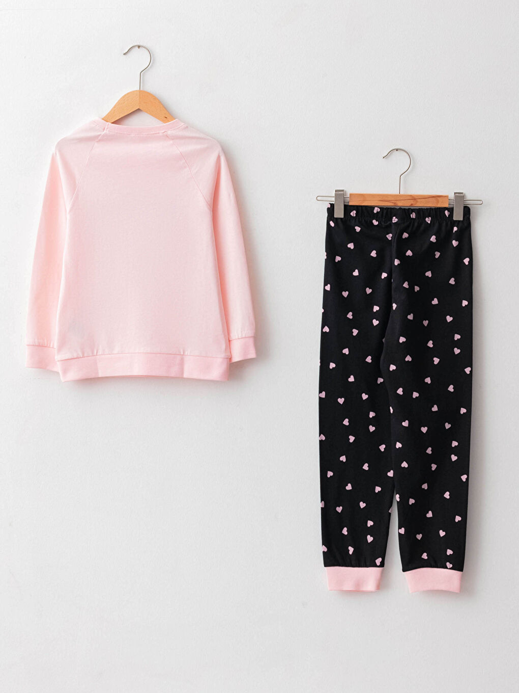 Пижамный комплект с круглым вырезом, с принтом, с длинным рукавом, для девочек-1