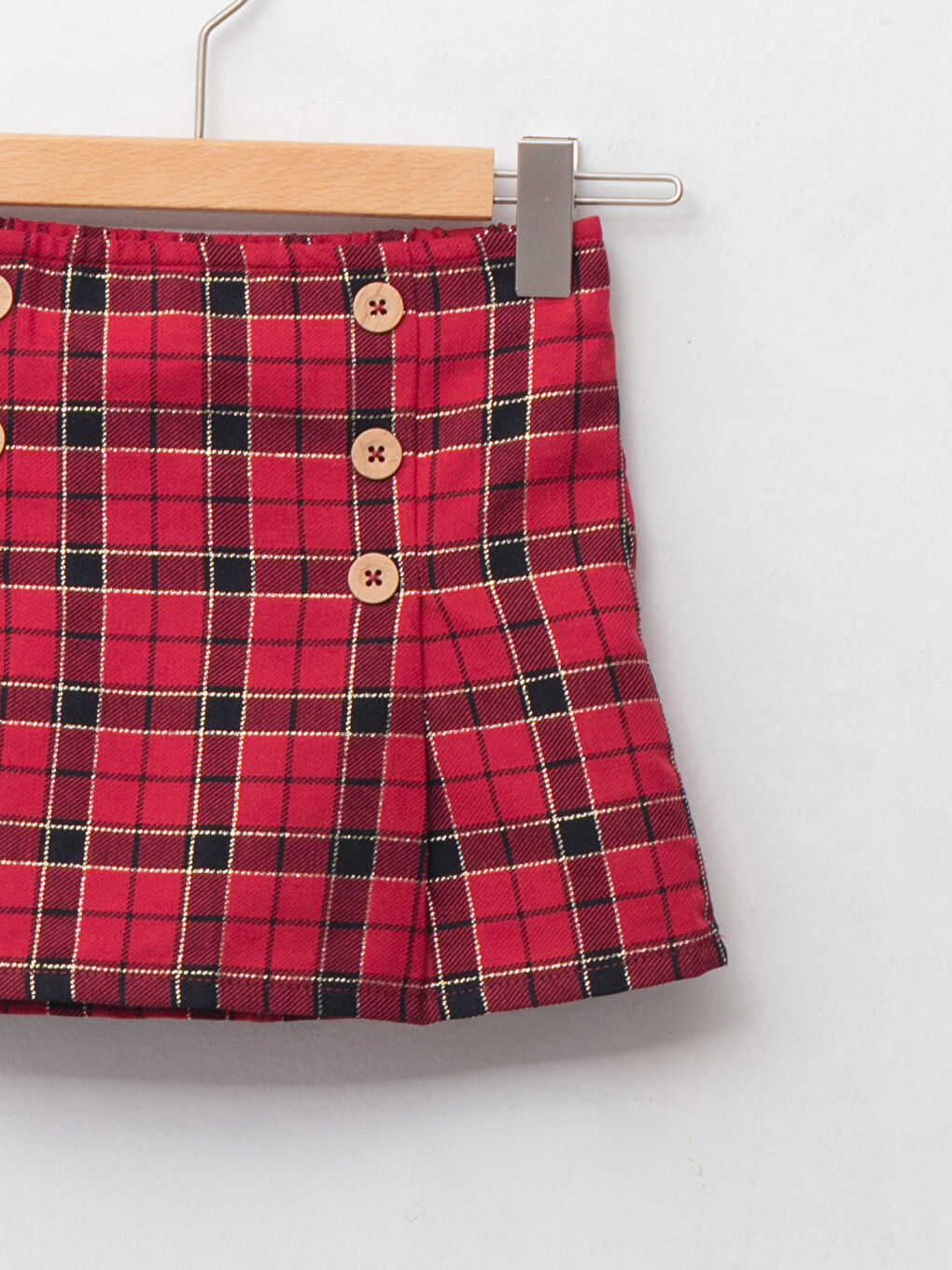 Beli Lastikli Ekose Desenli Kız Bebek Etek ve Külotlu Çorap 2'li Takım-2