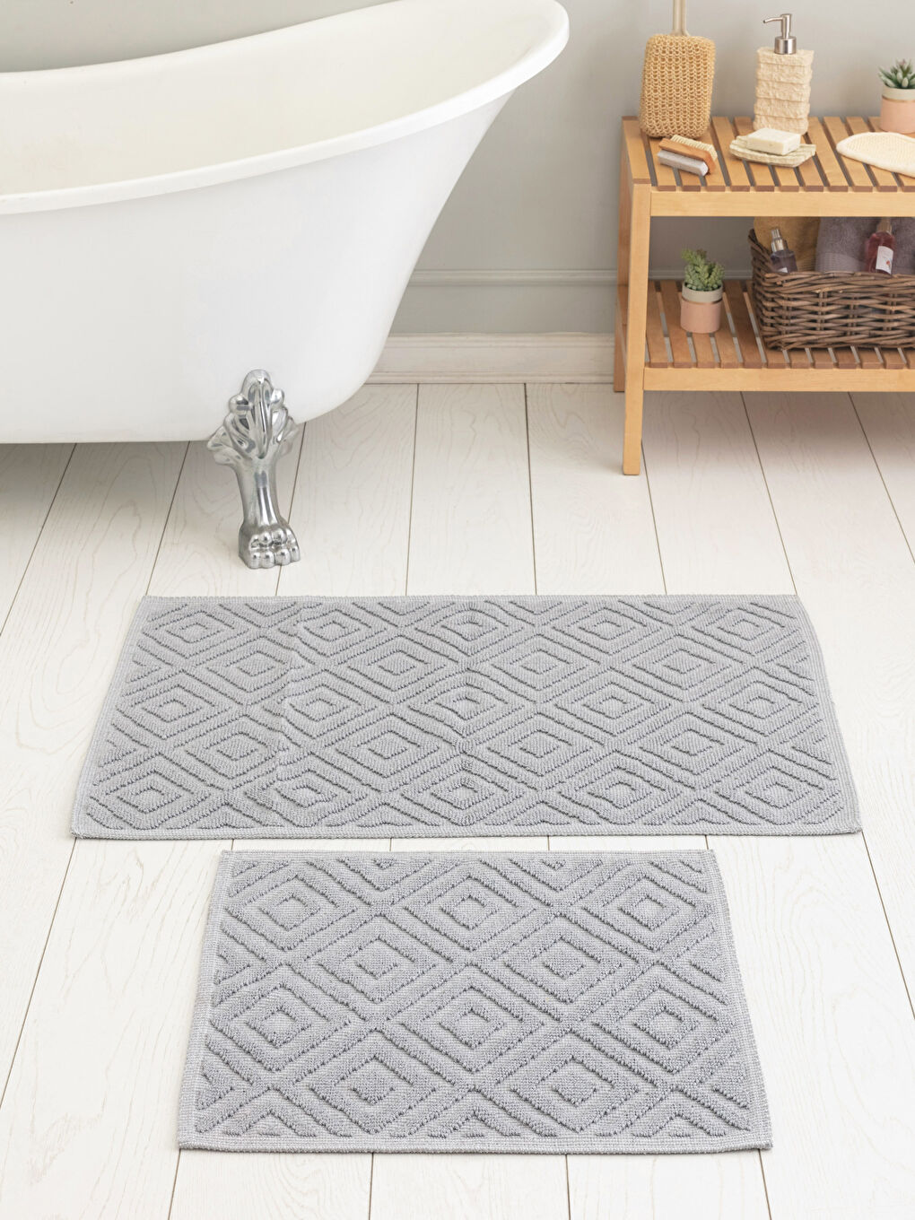 Gri Desenli Banyo Paspası 2'li