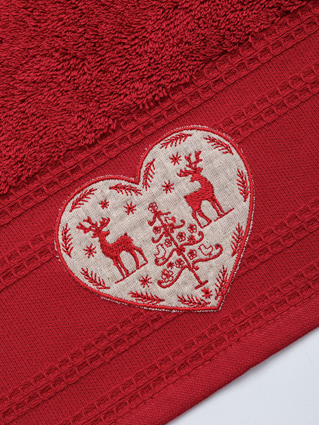 New Year Themed Embroidery Detailed Boucle Hand Towel 30x50 Cm-2