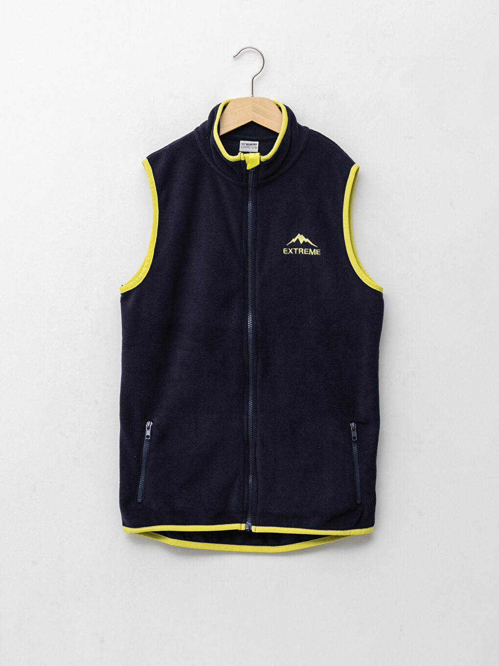 Stand Up Collar Embroidery Detailed Fleece Boys Zippered Vest